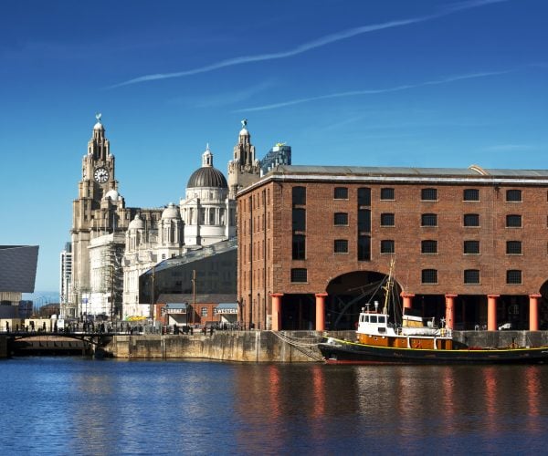 Albert Dock and Liver Buildings Liverpool UK
